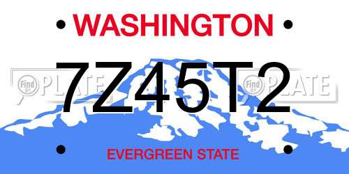 7Z45T2 Washington License Plate