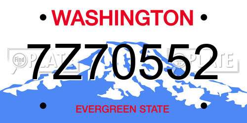 7Z70552 Washington License Plate