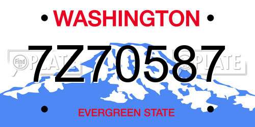 7Z70587 Washington License Plate