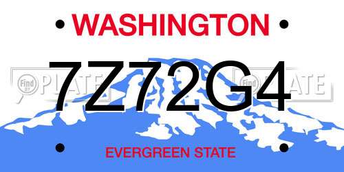 7Z72G4 Washington License Plate