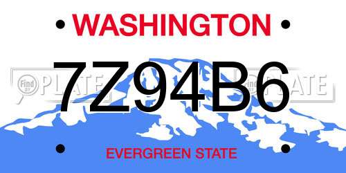 7Z94B6 Washington License Plate