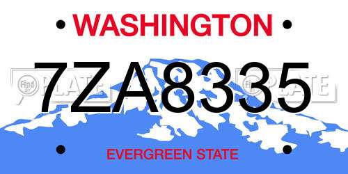 7ZA8335 Washington License Plate