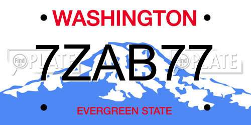 7ZAB77 Washington License Plate