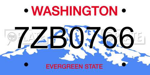 7ZB0766 Washington License Plate