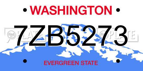 7ZB5273 Washington License Plate
