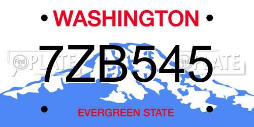 7ZB545 Washington License Plate