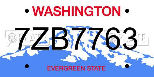 7ZB7763 Washington License Plate
