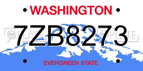 7ZB8273 Washington License Plate