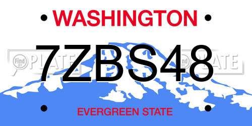 7ZBS48 Washington License Plate