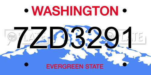 7ZD3291 Washington License Plate