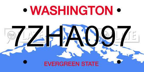 7ZHA097 Washington License Plate