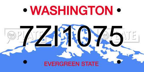 7ZI1075 Washington License Plate