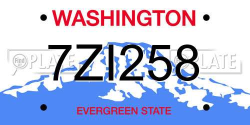 7ZI258 Washington License Plate