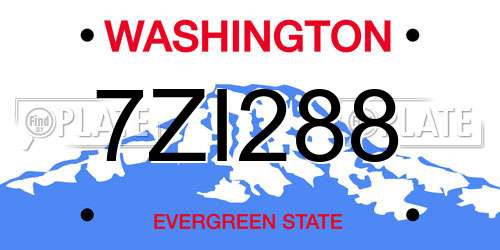 7ZI288 Washington License Plate