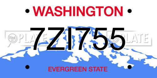 7ZI755 Washington License Plate