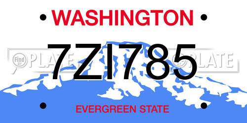 7ZI785 Washington License Plate