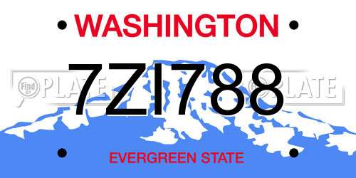 7ZI788 Washington License Plate