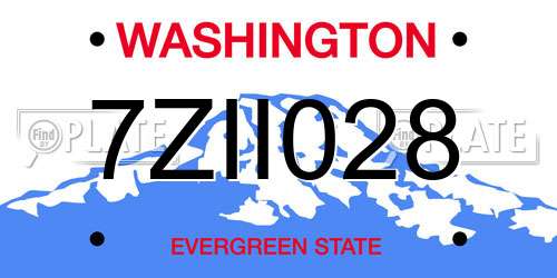 7ZII028 Washington License Plate
