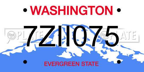 7ZII075 Washington License Plate