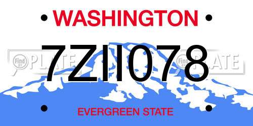 7ZII078 Washington License Plate