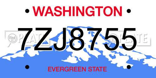 7ZJ8755 Washington License Plate
