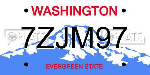 7ZJM97 Washington License Plate