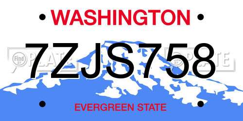 7ZJS758 Washington License Plate