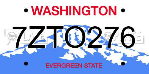 7ZTO276 Washington License Plate
