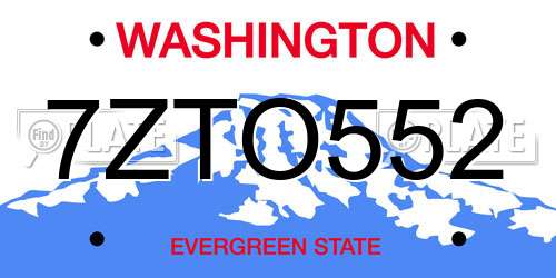 7ZTO552 Washington License Plate