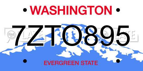 7ZTO895 Washington License Plate