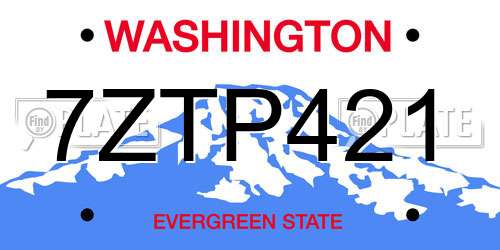7ZTP421 Washington License Plate