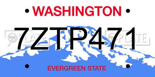 7ZTP471 Washington License Plate