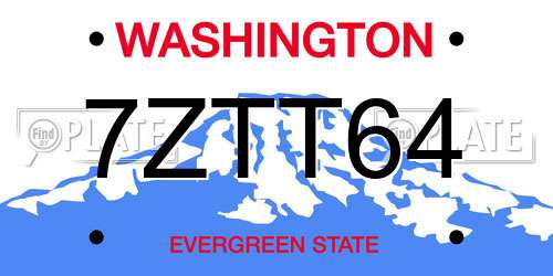 7ZTT64 Washington License Plate