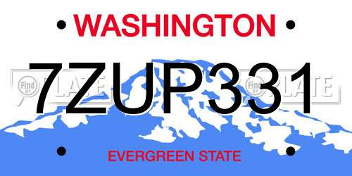 7ZUP331 Washington License Plate