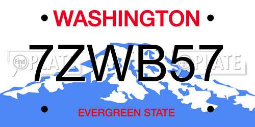 7ZWB57 Washington License Plate