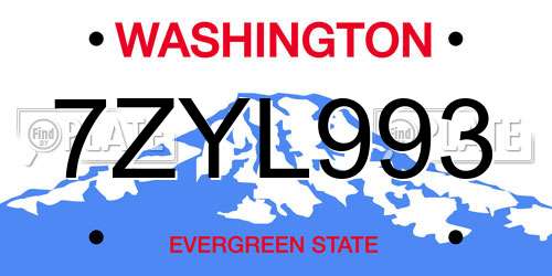7ZYL993 Washington License Plate