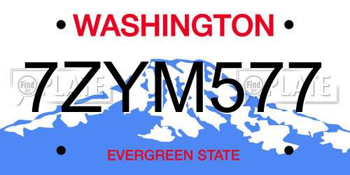 7ZYM577 Washington License Plate