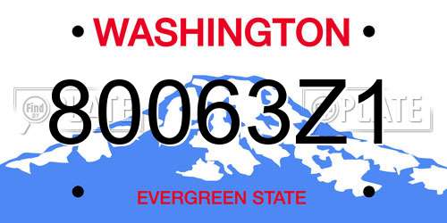 80063Z1 Washington License Plate