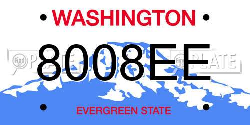 8008EE Washington License Plate