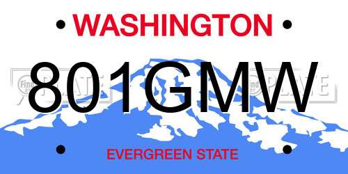 801GMW Washington License Plate