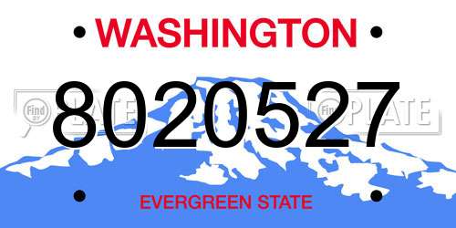 8020527 Washington License Plate