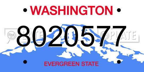 8020577 Washington License Plate