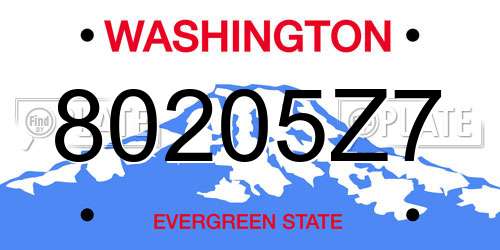 80205Z7 Washington License Plate