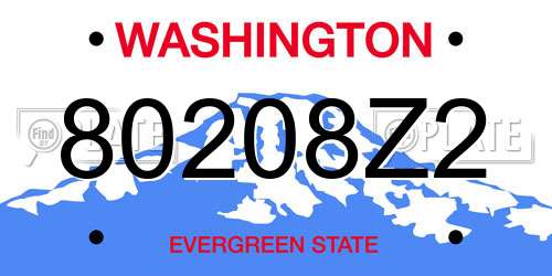 80208Z2 Washington License Plate