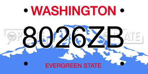 8026ZB Washington License Plate