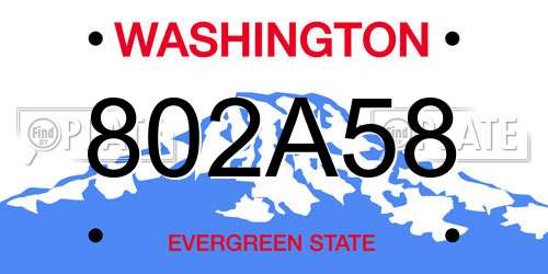 802A58 Washington License Plate