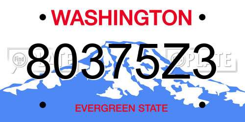 80375Z3 Washington License Plate