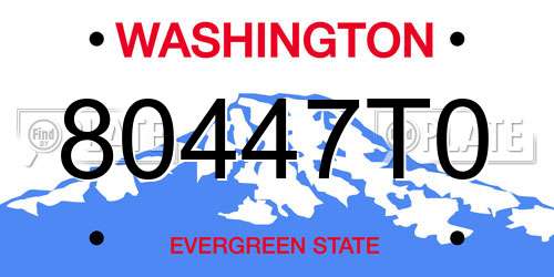 80447T0 Washington License Plate