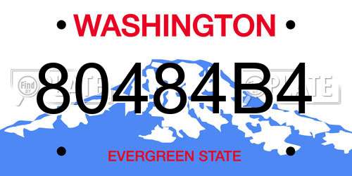 80484B4 Washington License Plate