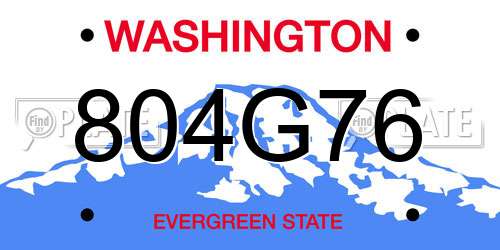 804G76 Washington License Plate